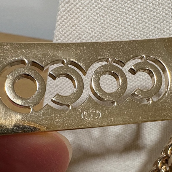 CHANEL Gold Necklace with Pink Rhinestone COCO Tag - Picture 8 of 14